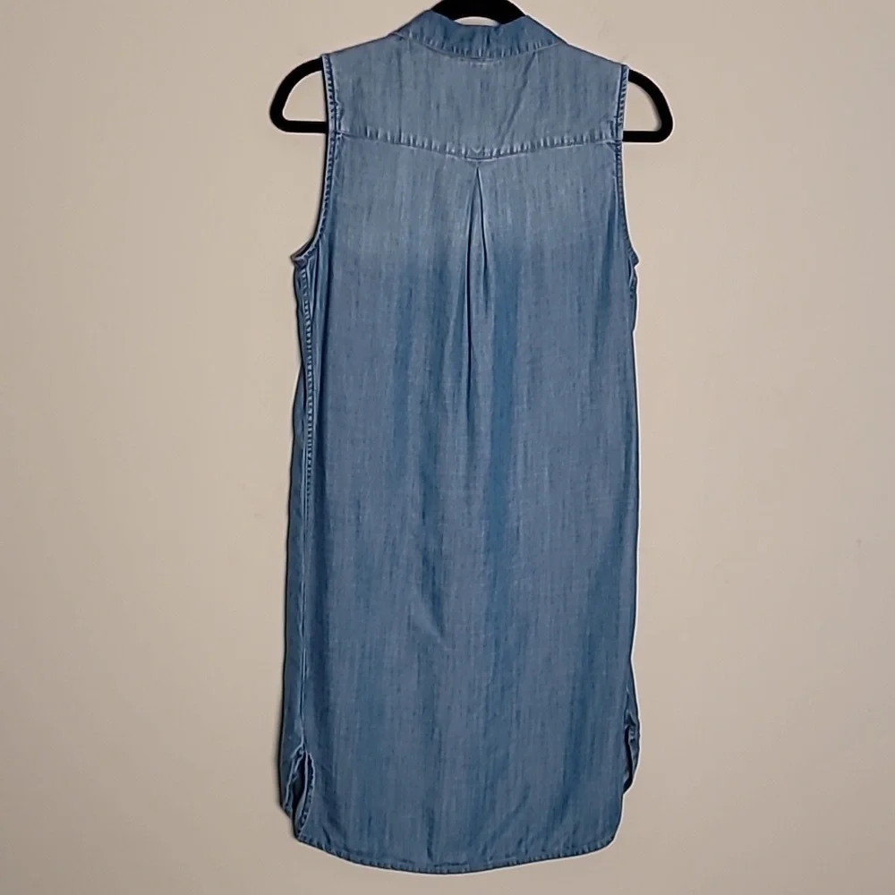 Beach lunch lounge Sleeveles Chambray Shift Dress Sz S - Picture 4 of 6